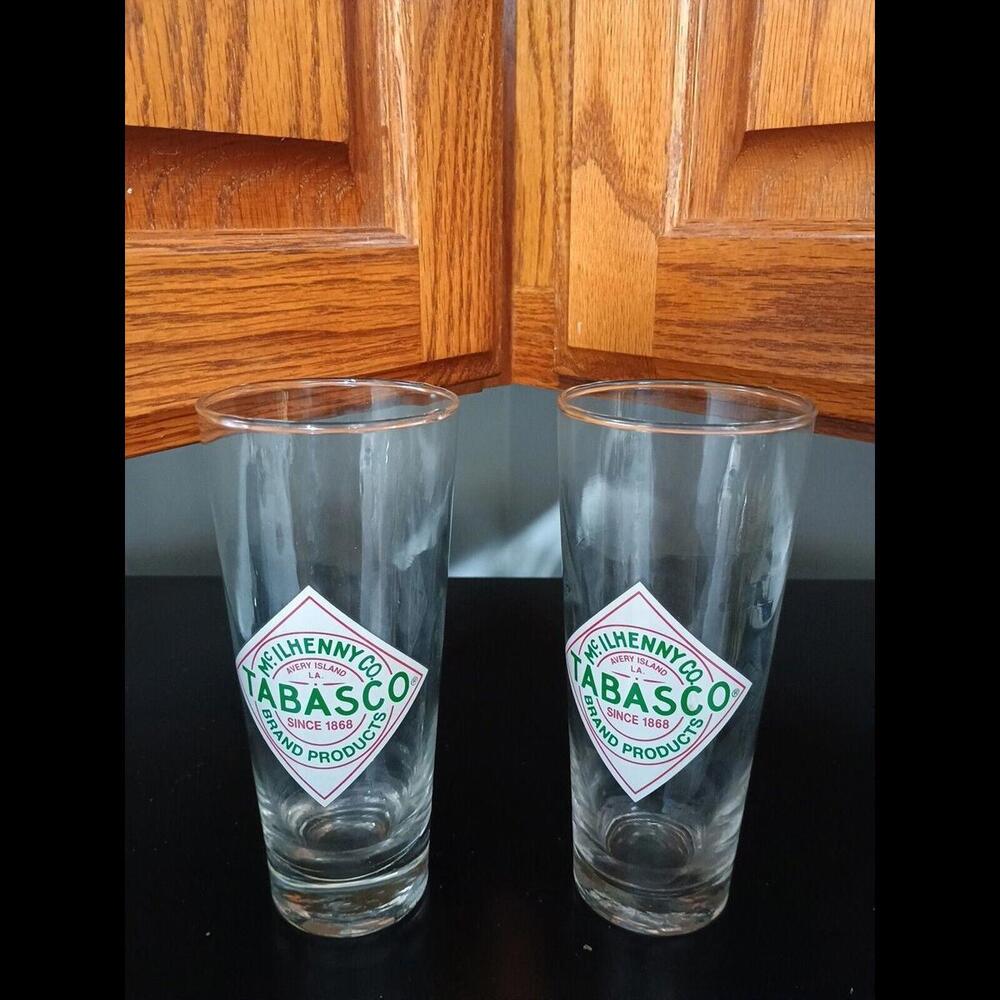 McIlhenny Co. TABASCO Brand Avery Island, LA 6.5" tall Beer Glasses - A Lot of 2